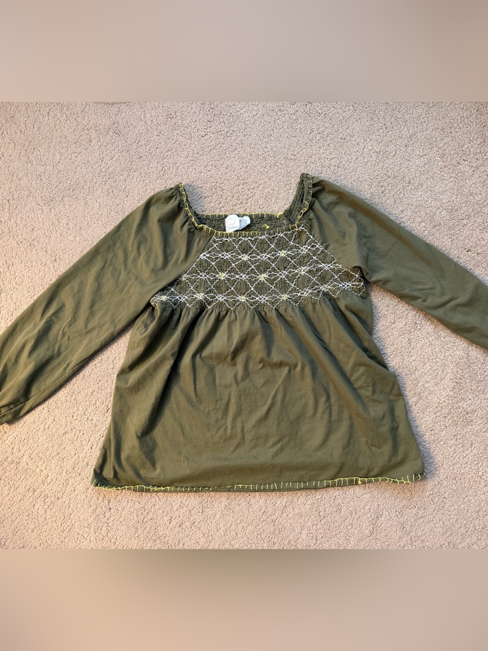 Roaman's French Olive Embroidered Cotton Top